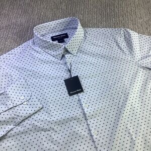Mizzen + Main Leeward LS Trim Fit Dress Shirt Sky Dotted Leaf Size XL NWT